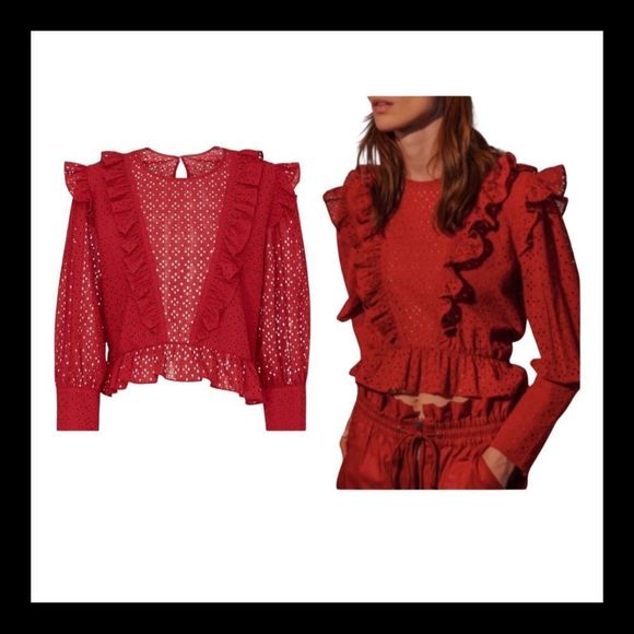 NWT, Robert Rodriguez Charlotte Eyelet Lace Top - Picture 2 of 4